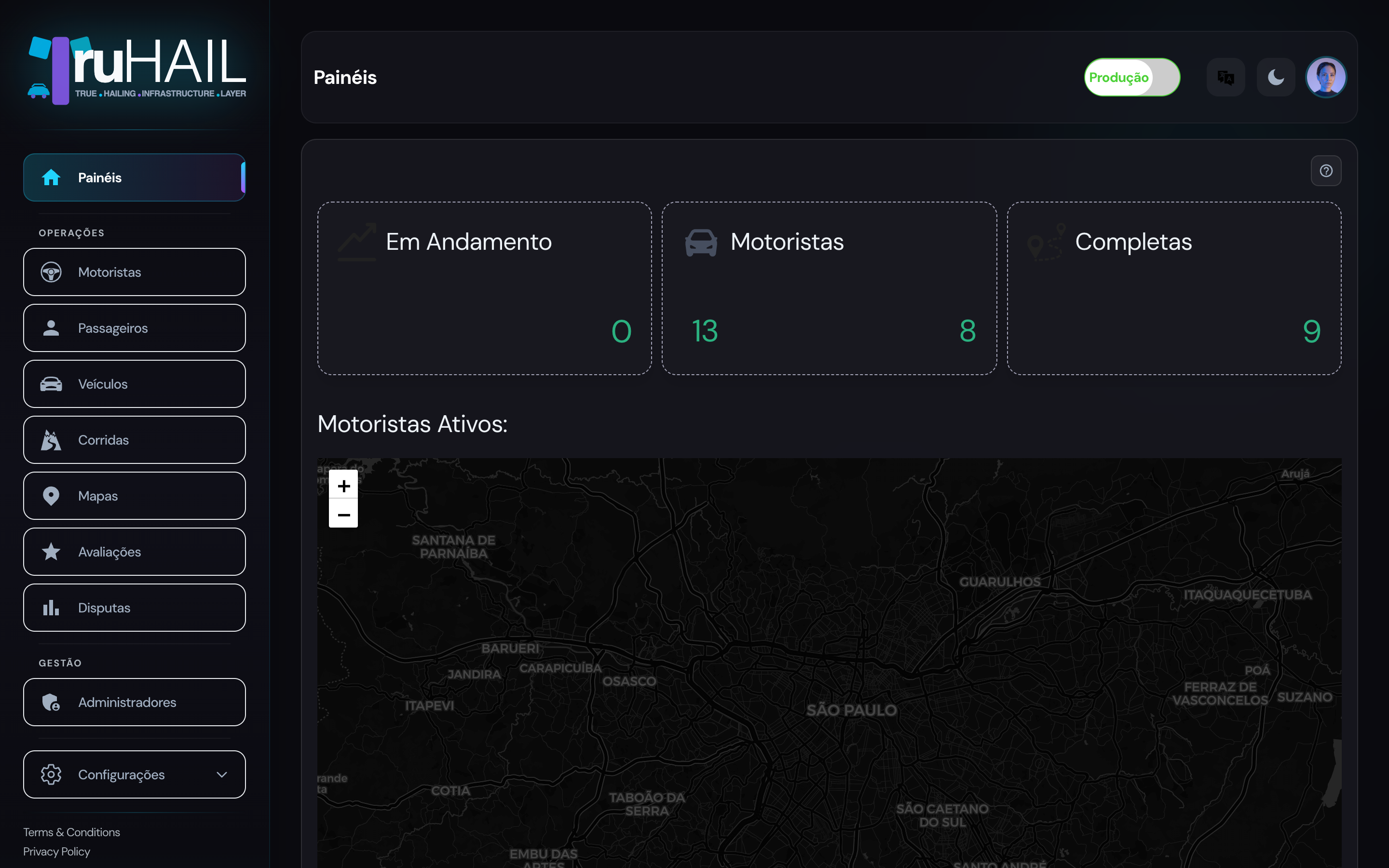 Painel Admin TruHail — dashboard